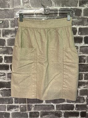 Anthropologie CARTONNIER skirt tan metallic linen blend